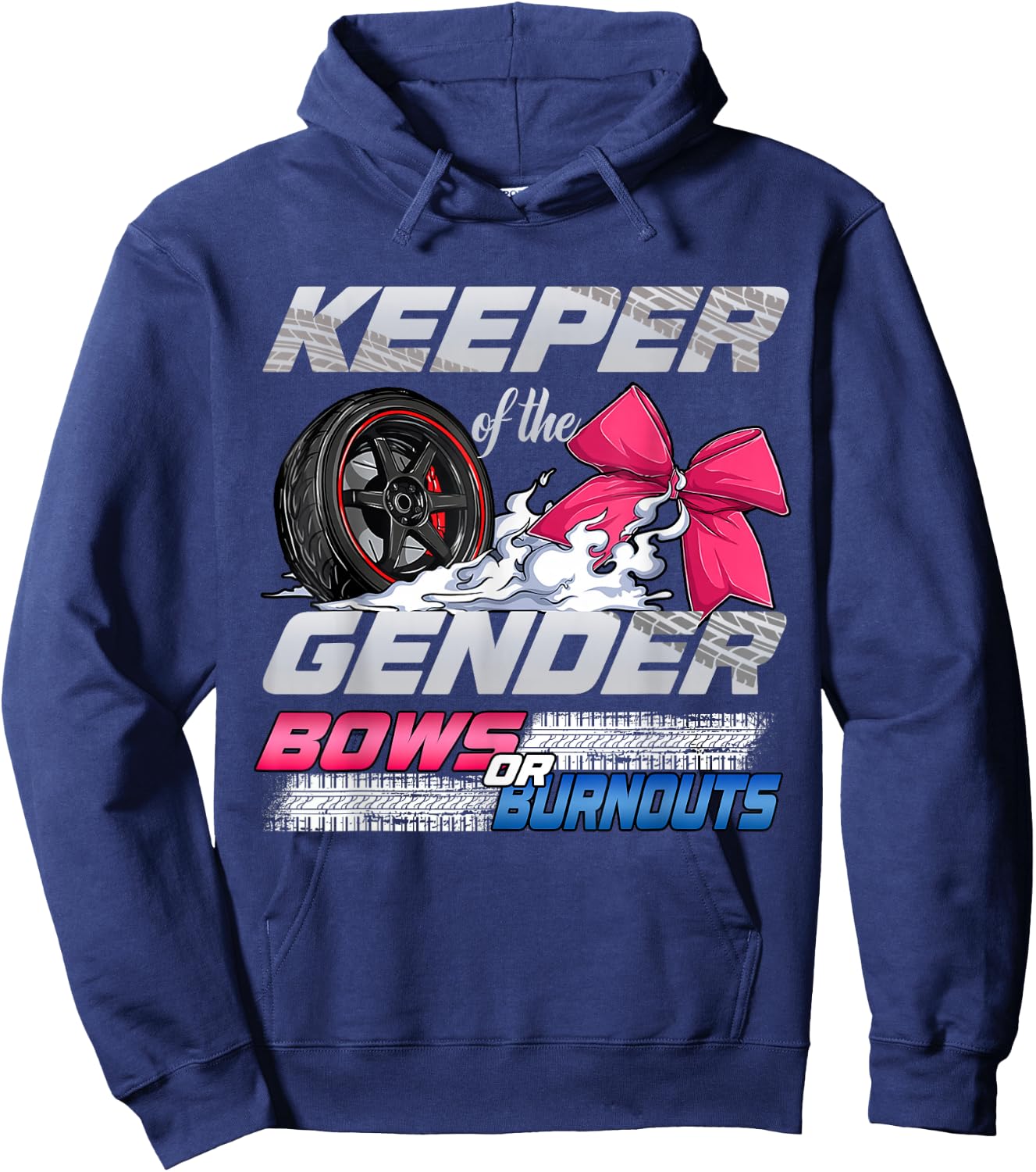 Keeper of the Gender Burnouts or Bows Gender Reveal Party Hoodie - Hoodie | Navy
