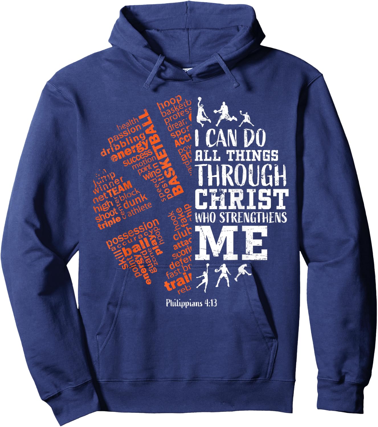 Christian Basketball Bible Verses Men Women Gifts Hoodie - Hoodie | Navy