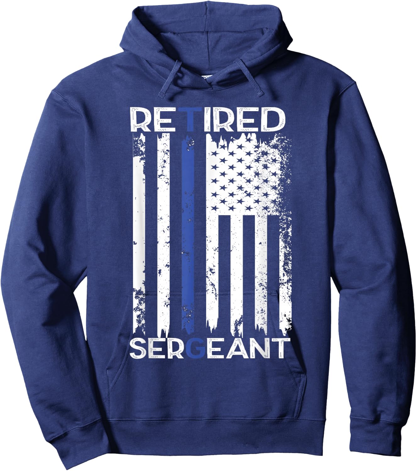 Thin Blue Line Retired Police Sergeant Retirement Gift Hoodie - Hoodie | Navy