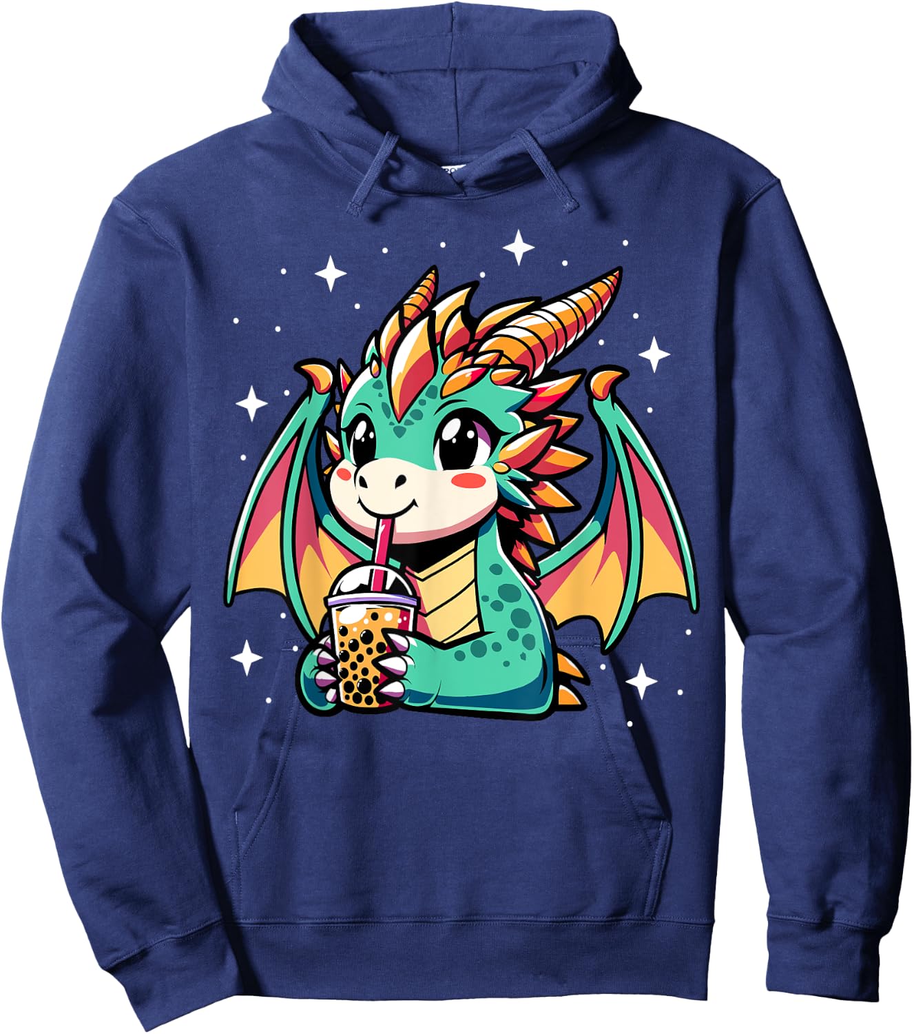 Dragon Drinking Boba Tea Bubble Tea Kawaii Anime Lover Kids Hoodie - Hoodie | Navy