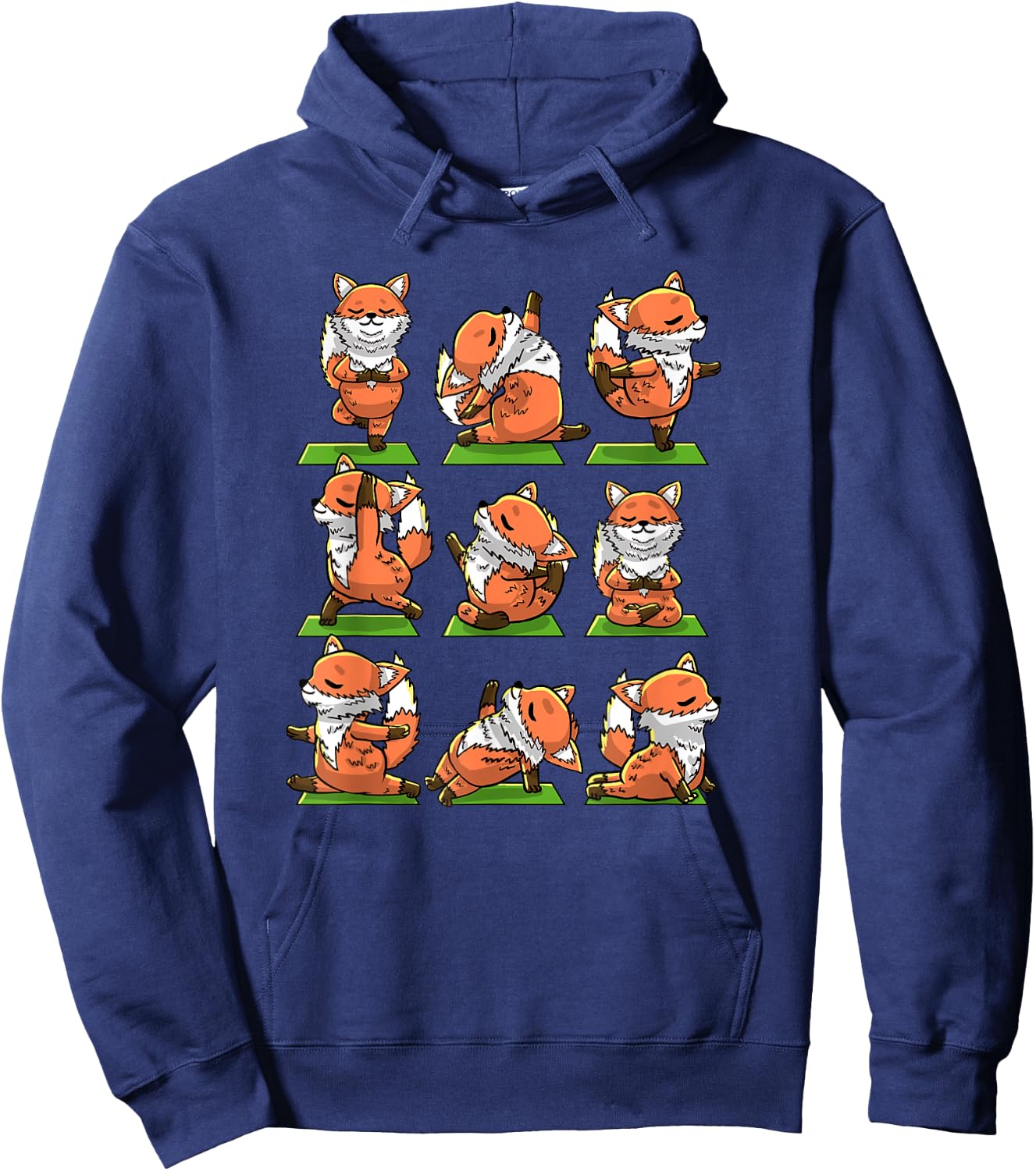 Yoga Foxes Pose Funny Meditation Exercise Animal Lover Gift Hoodie - Hoodie | Navy