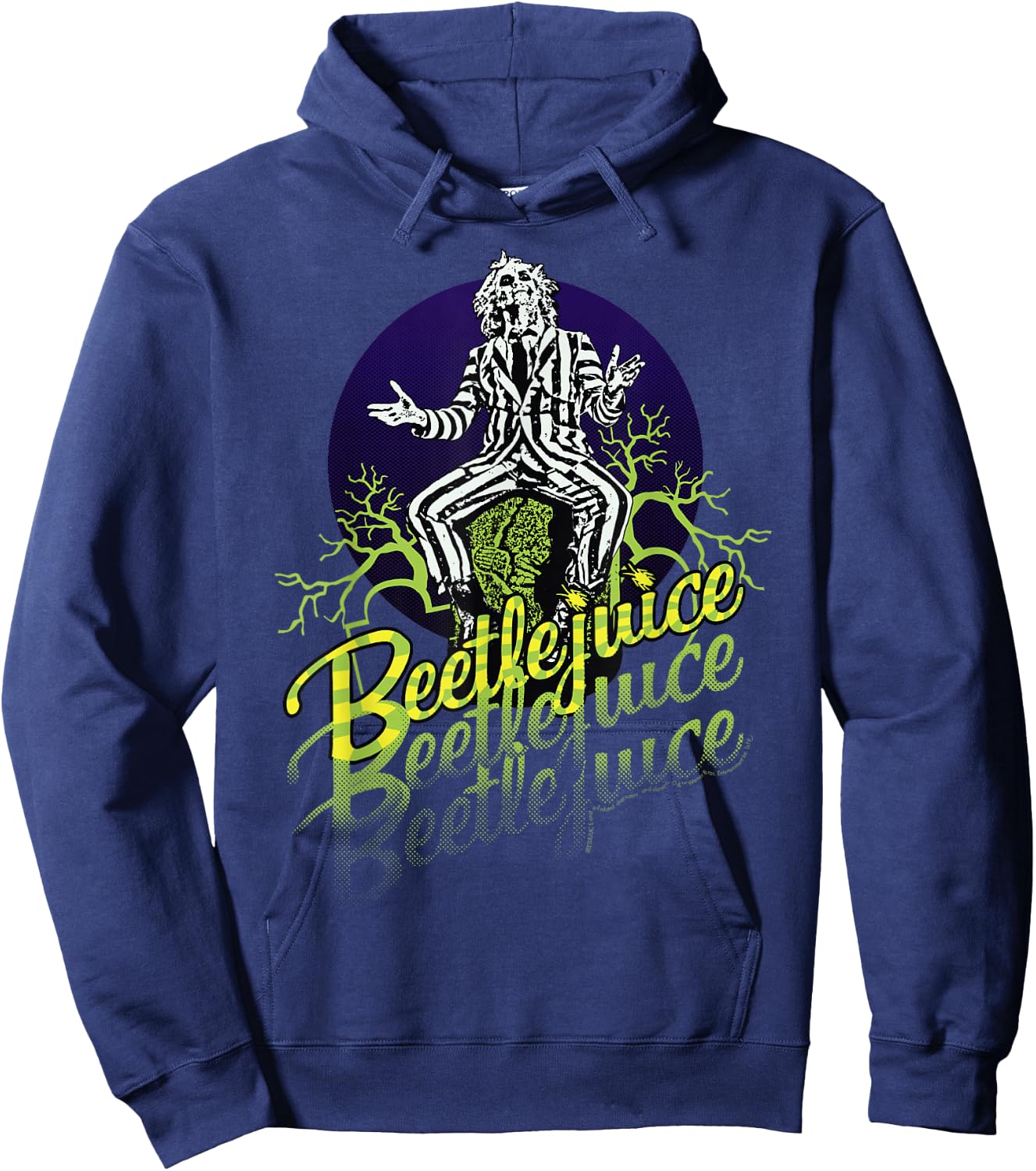 Beetlejuice Three Times Text Portrait Hoodie - Hoodie | Navy