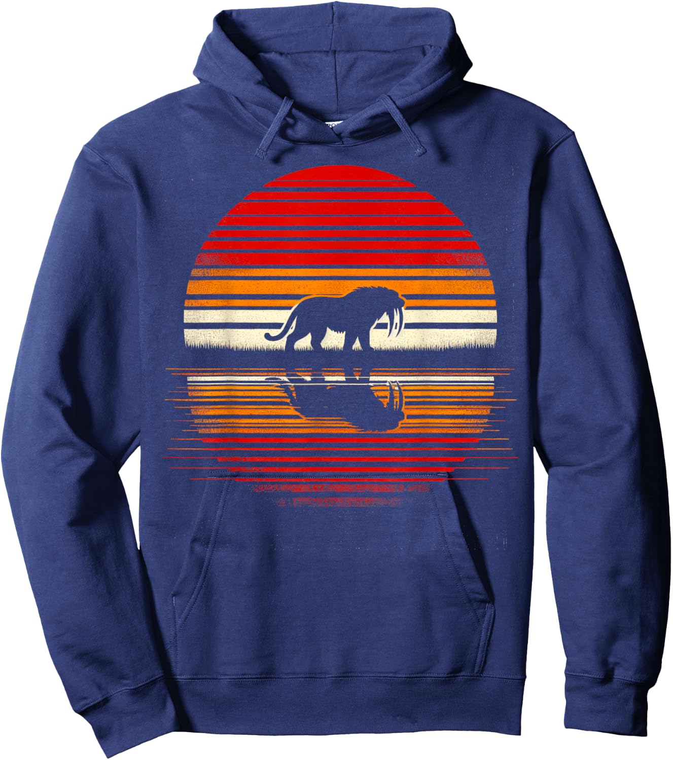 Saber-toothed Tiger Sunset Retro Style Safari Vintage 70s Hoodie - Hoodie | Navy