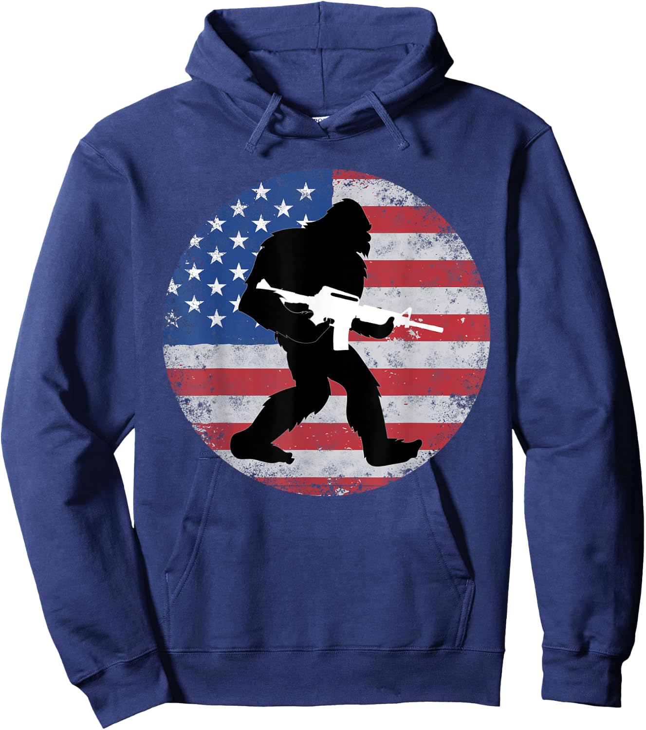 Bigfoot Gun Owner US American Flag Sasquatch AR15 Rifle Men Hoodie - Hoodie | Navy