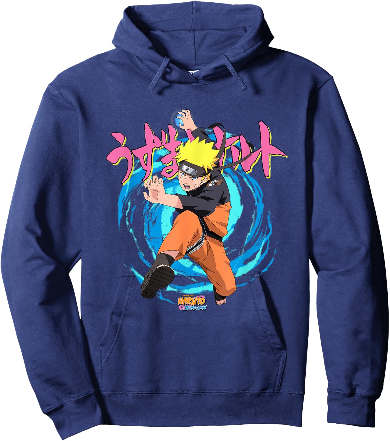 Naruto Shippuden Rasengan Jutsu Swirls Anime Hoodie - Hoodie | Navy