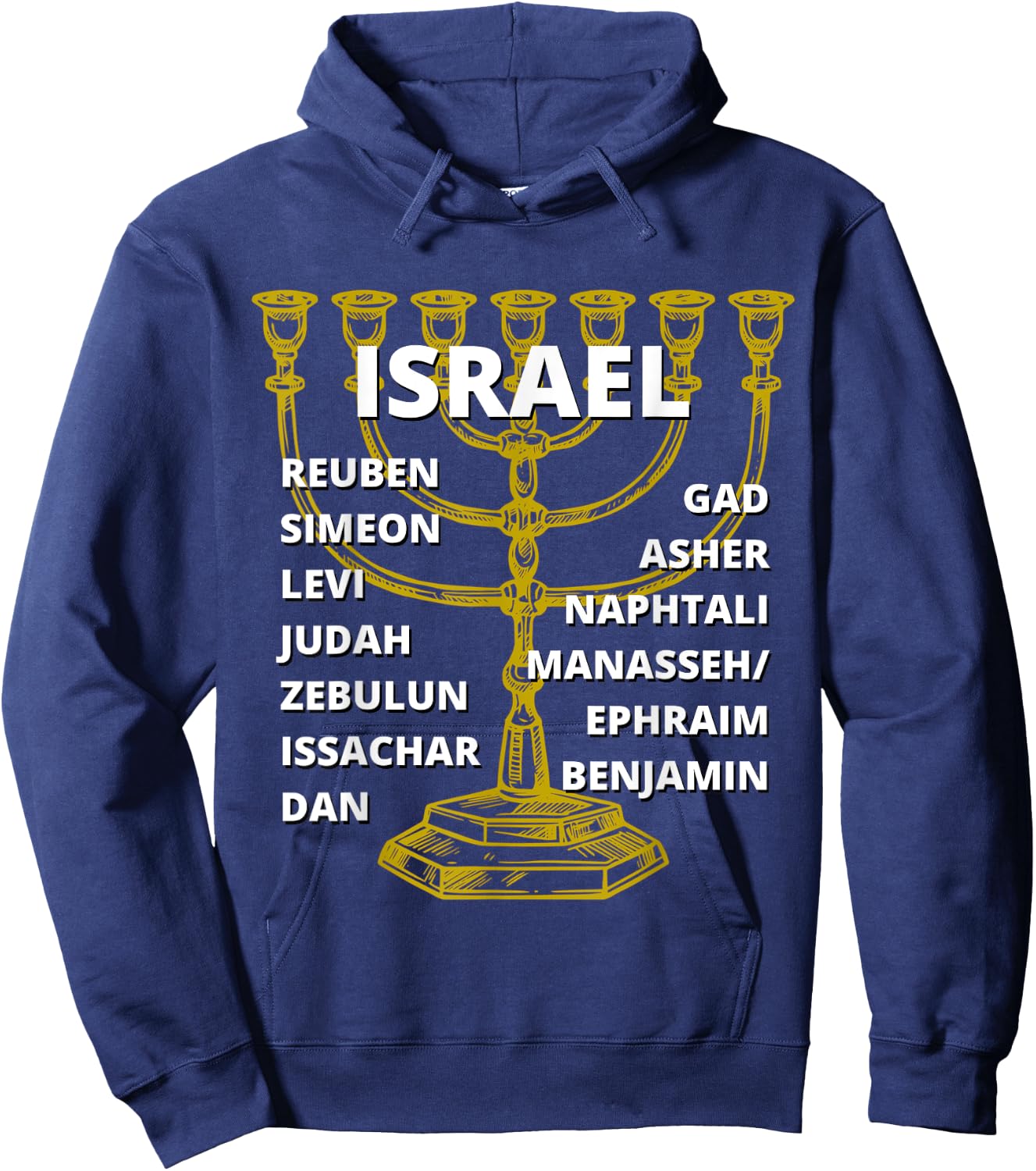 Tribes of Israel Menorah Hoodie - Hoodie | Navy