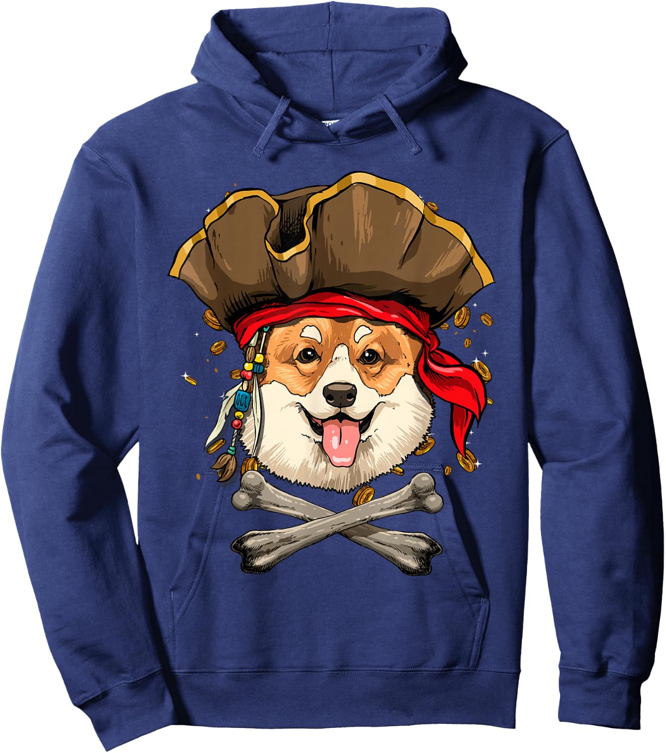 Corgi Pirate Dog Halloween Jolly Roger Hoodie - Hoodie | Navy