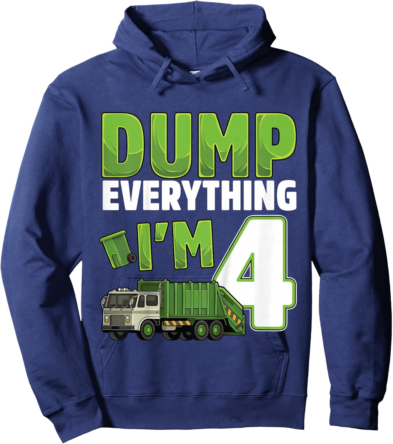 Kids Recycling Trash 4 Year Old Garbage Truck 4th Birthday Boy Hoodie - Hoodie | Navy