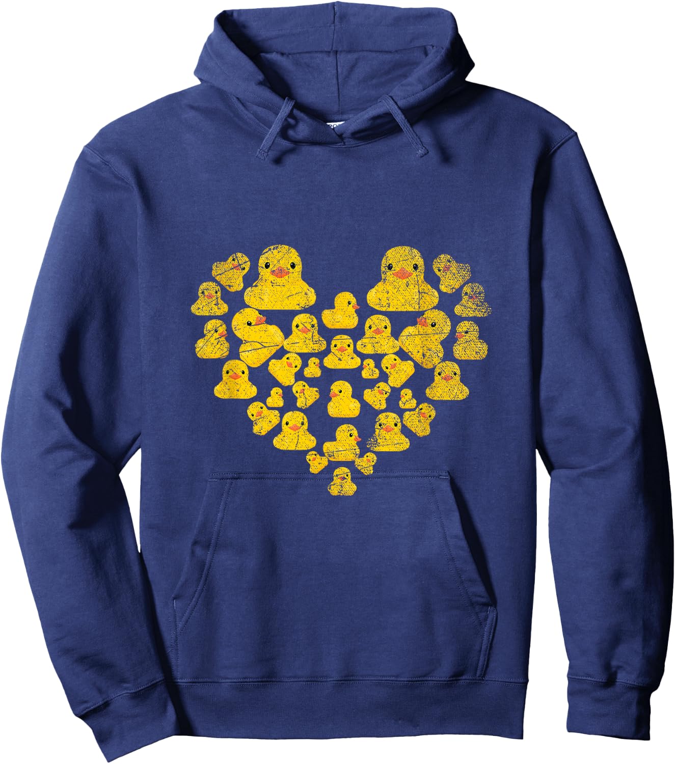 Cute Animal Lover Gift Heart Yellow Duck Hoodie - Hoodie | Navy
