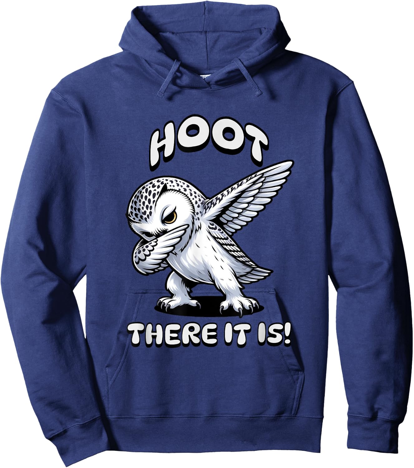 Cute Snow Owls "Hoot There It Is"- Snow Owl Lovers Hoodie - Hoodie | Navy