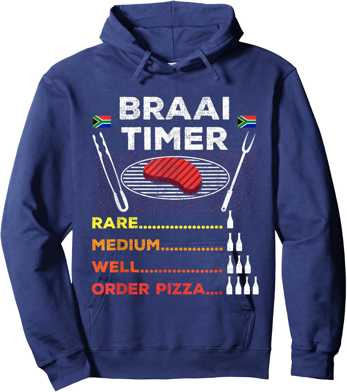 Braai Timer African BBQ Funny Family South Africa Flag Hoodie - Hoodie | Navy