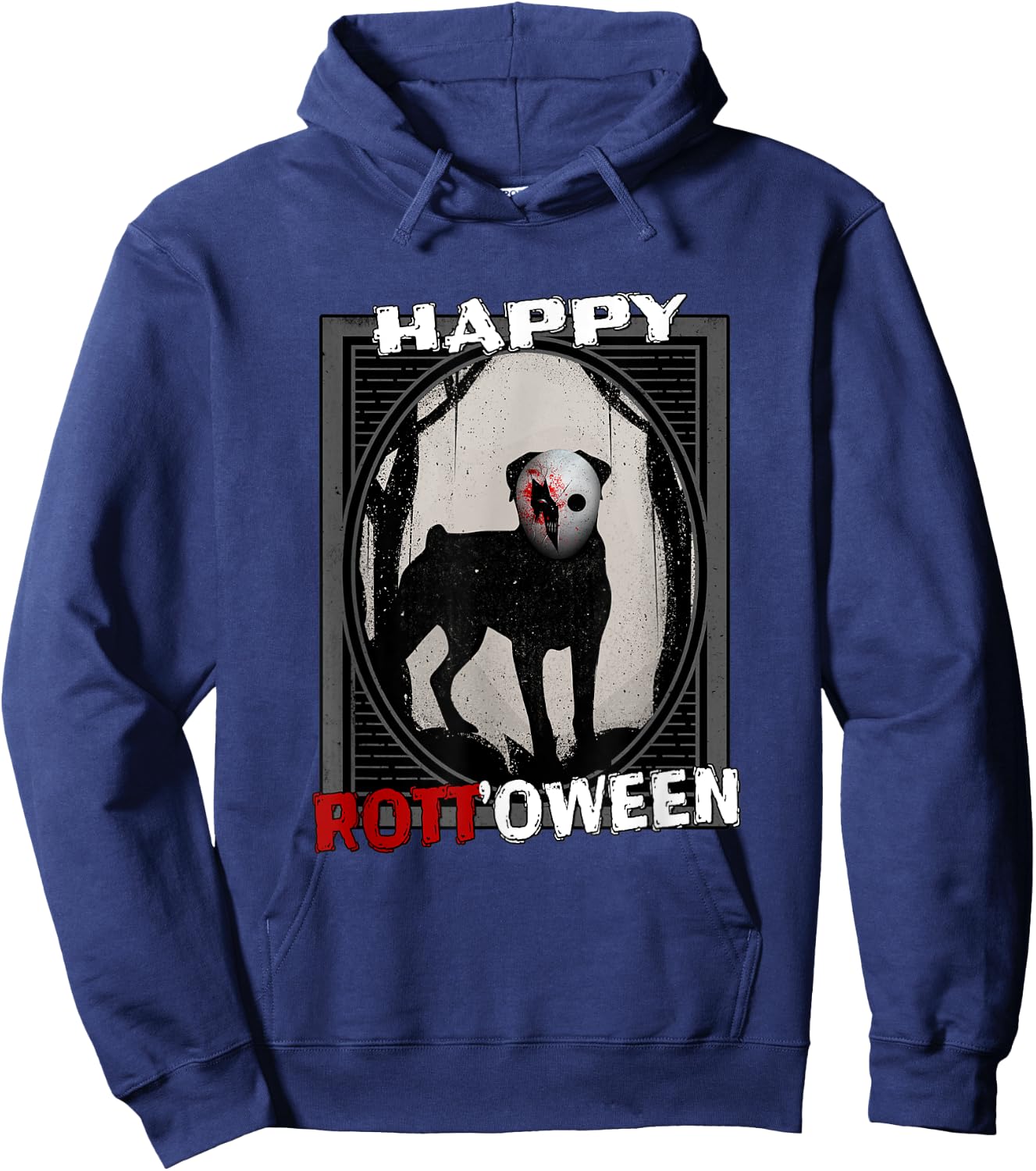 Happy Rott'oween - Rottweiler Scary Mask Halloween Hoodie - Hoodie | Navy
