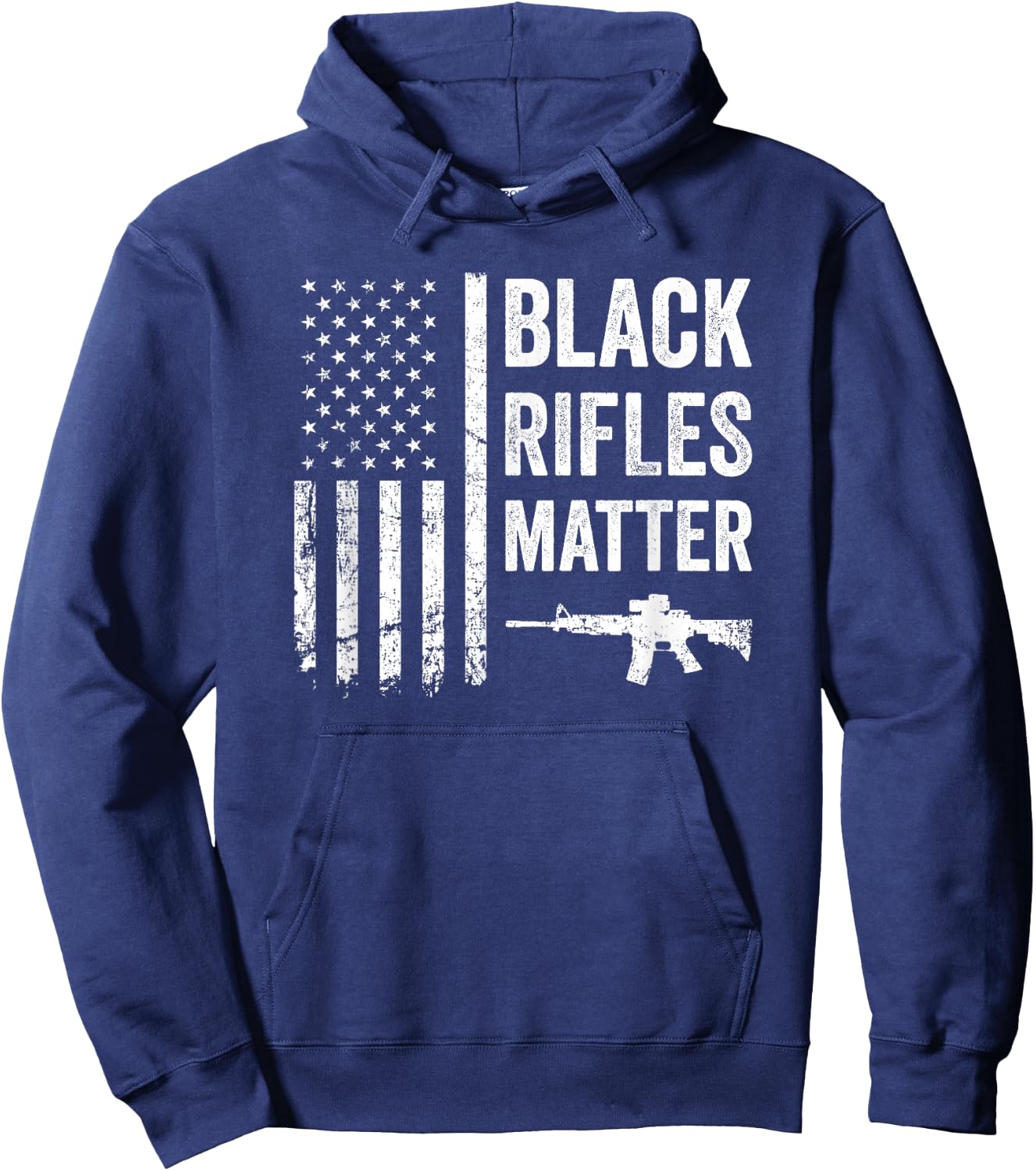 Black Rifles Matter - Funny Pro Gun Rights American Flag Hoodie - Hoodie | Navy