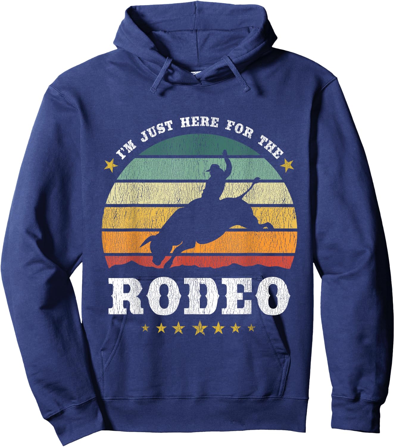 I'm Just Here For The Rodeo Western Texan Retro Design Hoodie - Hoodie | Navy