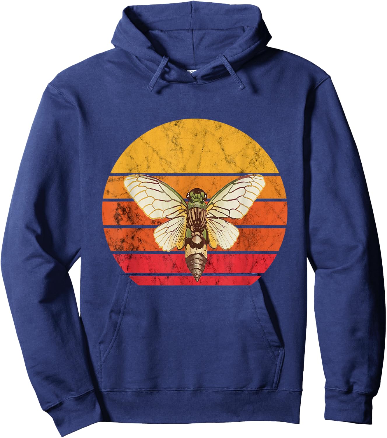 Cicada Brood Vintage Retro Sunset Magicicada Swarm Insect Hoodie - Hoodie | Navy
