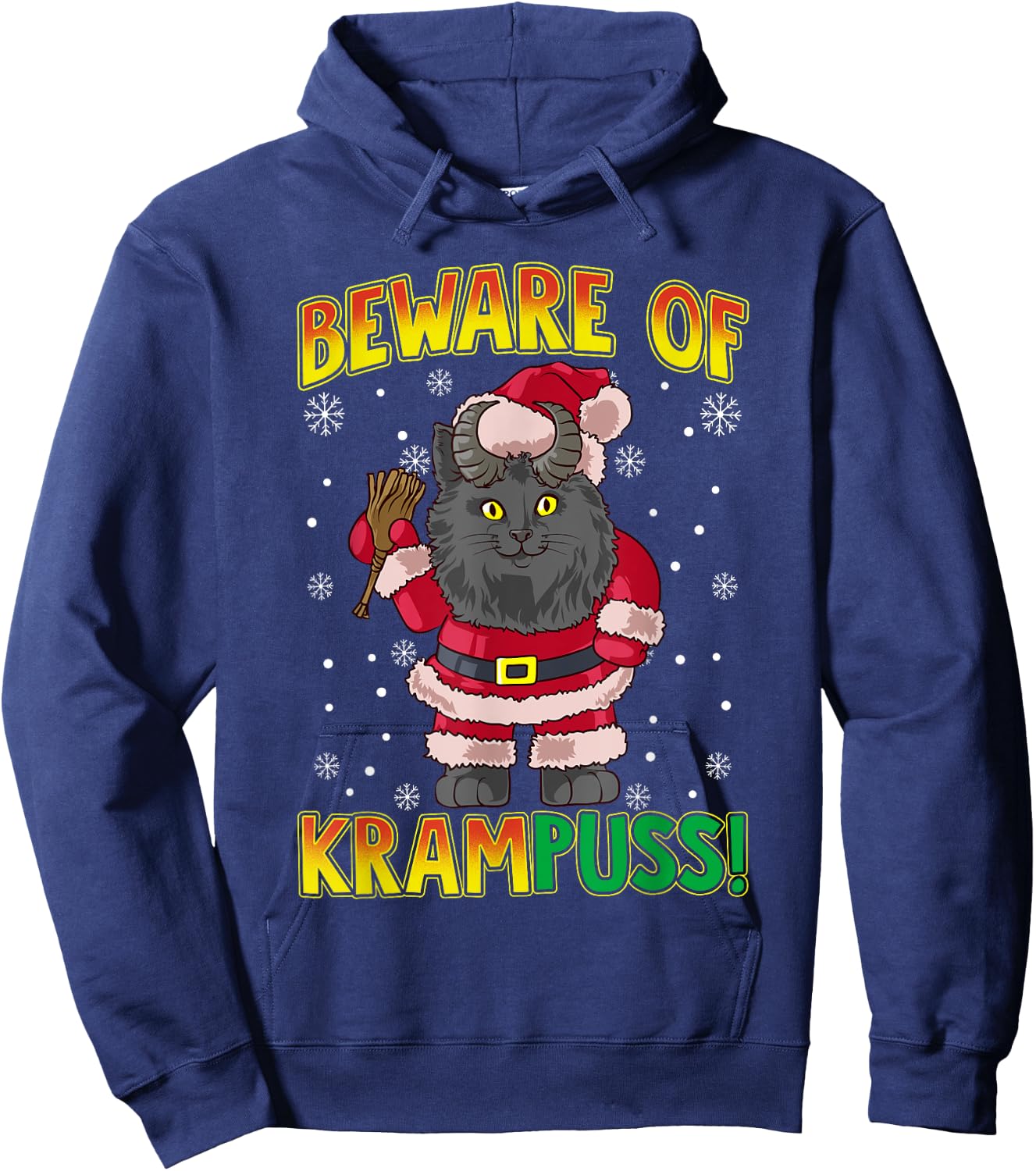 Beware of Krampuss | Cat Krampus Christmas Krampus Pun Men Women Hoodie - Hoodie | Navy