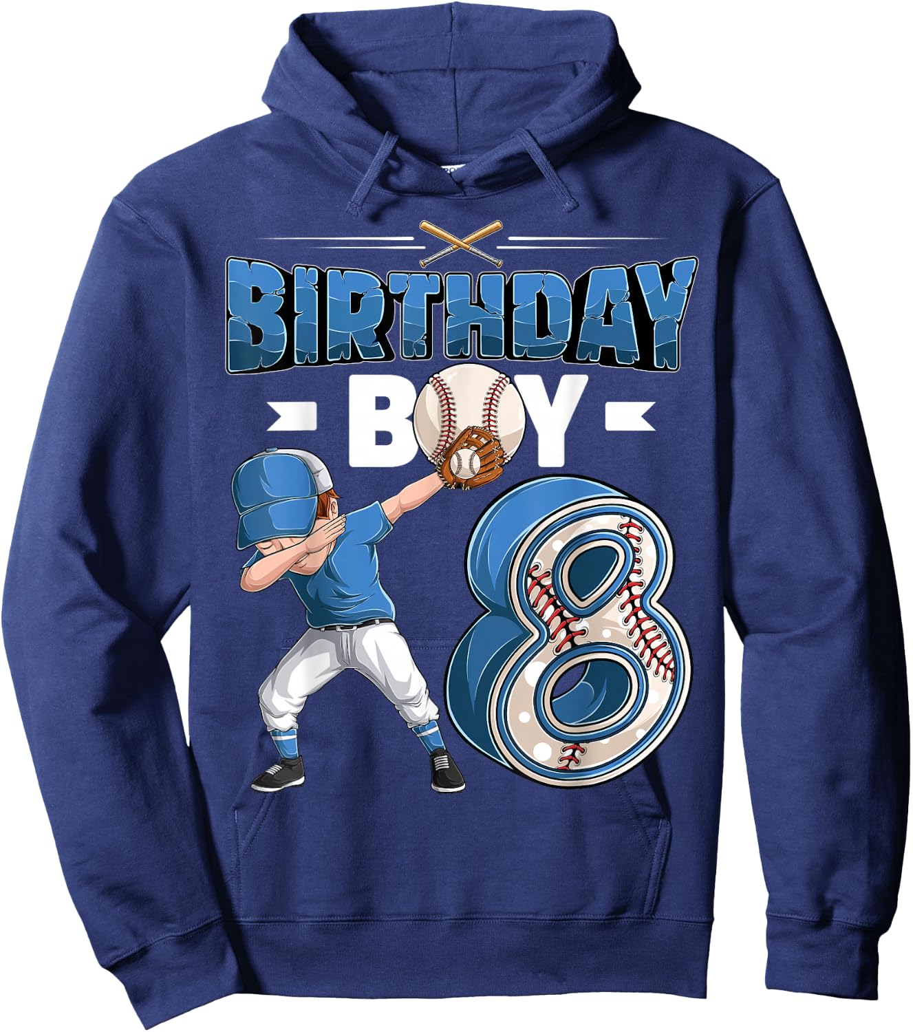 Dabbing boy 8 Year Old Baseball Player 8th Birthday Party Hoodie - Hoodie | Navy