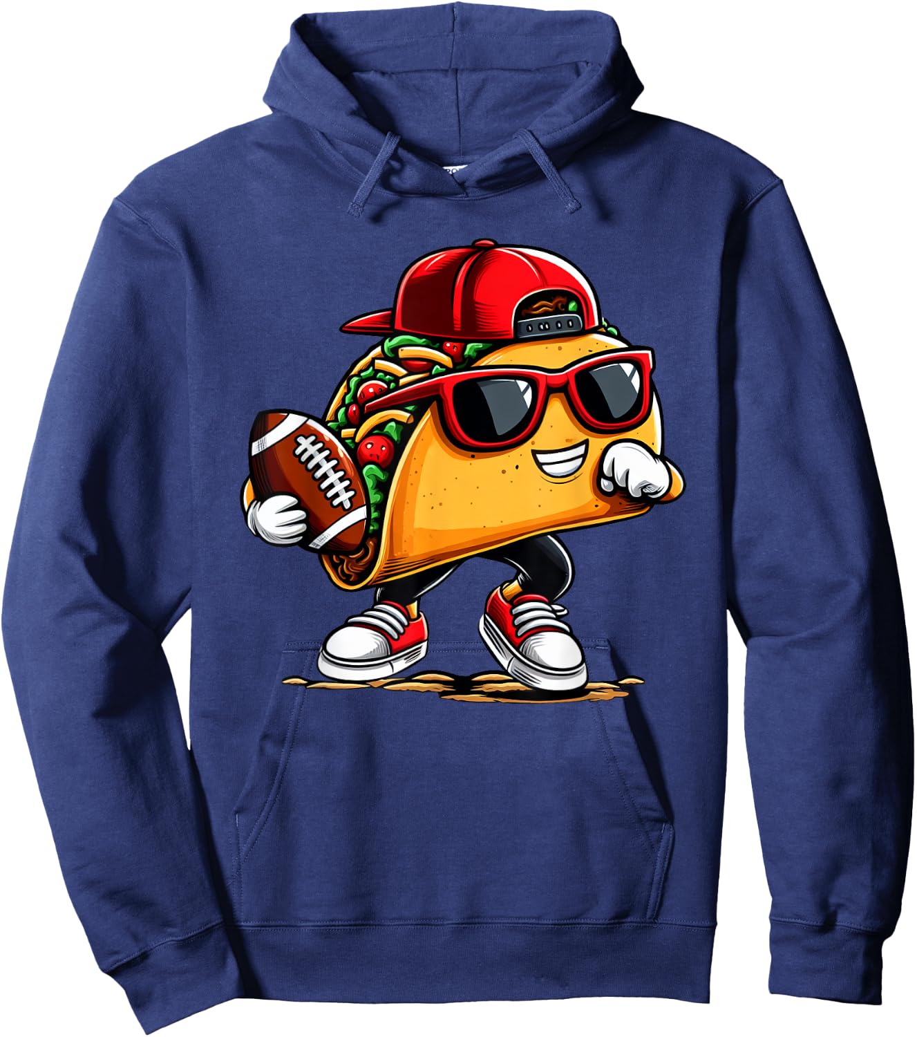 Taco Playing Football Mexican Cinco De Mayo Kids Boys Men Hoodie - Hoodie | Navy