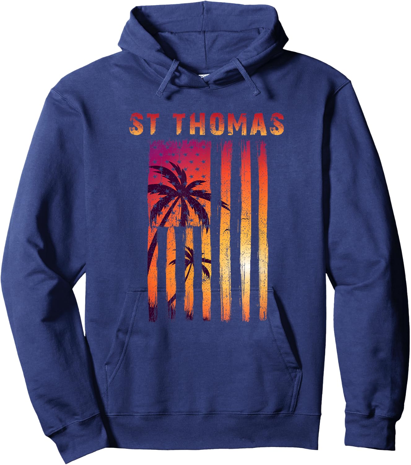 Vintage St. Thomas, US Virgin Islands Patriotic Flag Women Men Hoodie - Hoodie | Navy