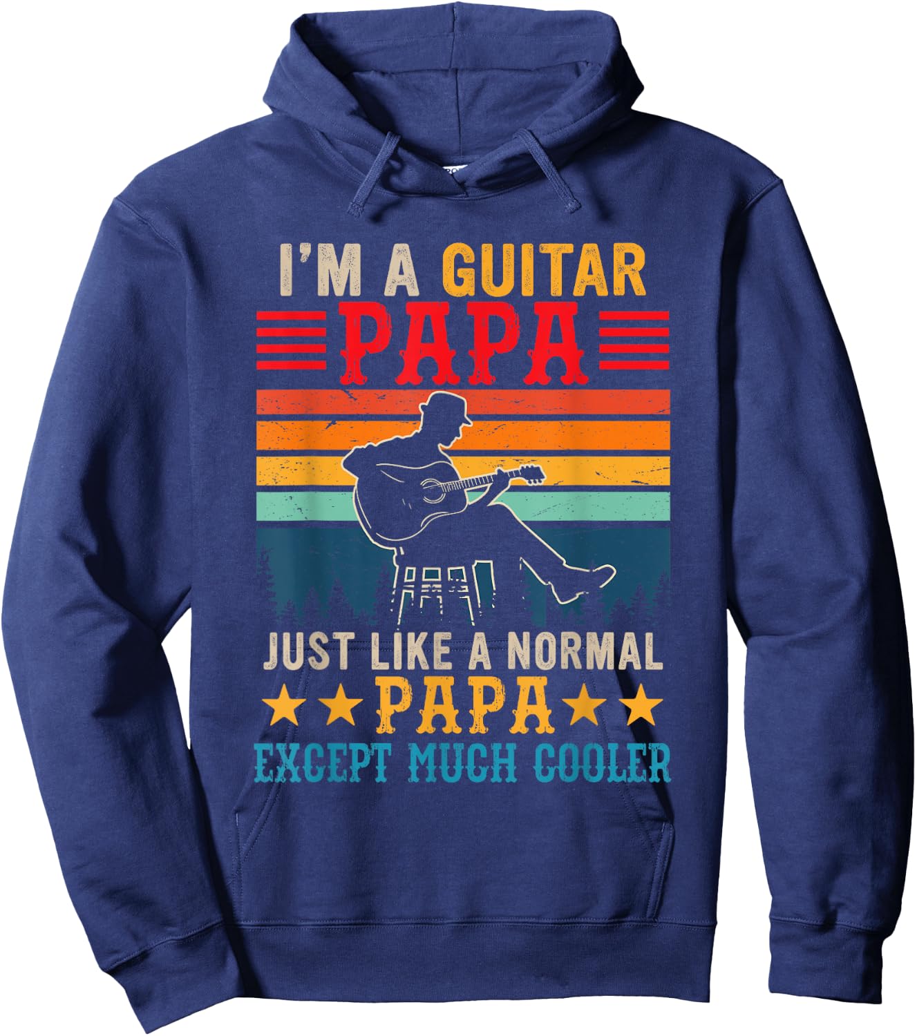 Vintage Retro I'm A Guitar Papa Definition Much Cooler Hoodie - Hoodie | Navy