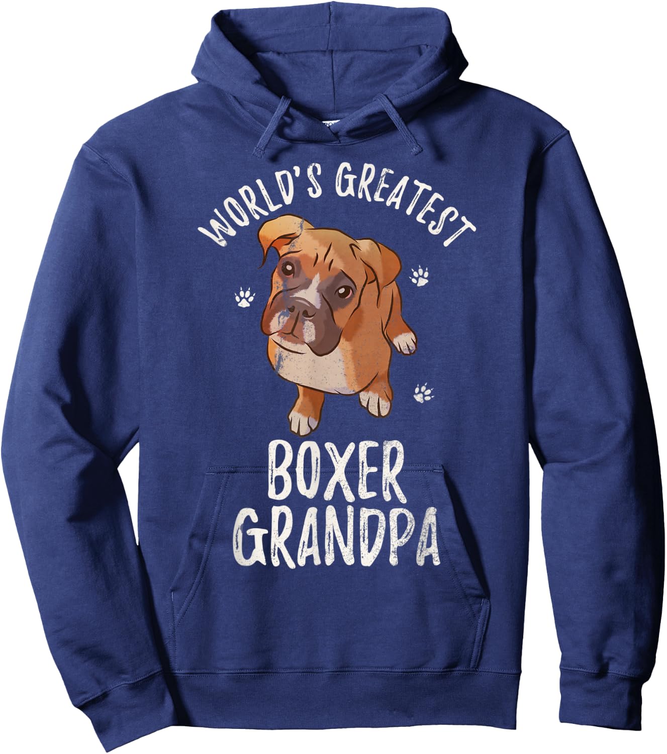 Vintage World's Greatest Boxer Grandpa Funny Puppy Pet Lover Hoodie - Hoodie | Navy