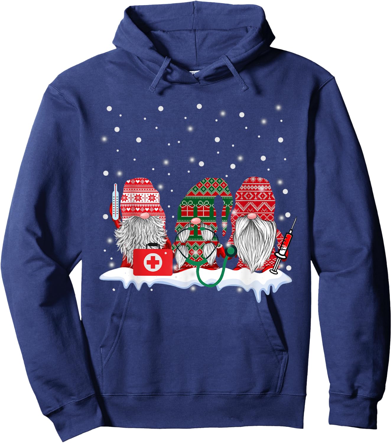 Funny Nurse Gnomes Santa Christmas Nursing Lover Gifts Hoodie - Hoodie | Navy