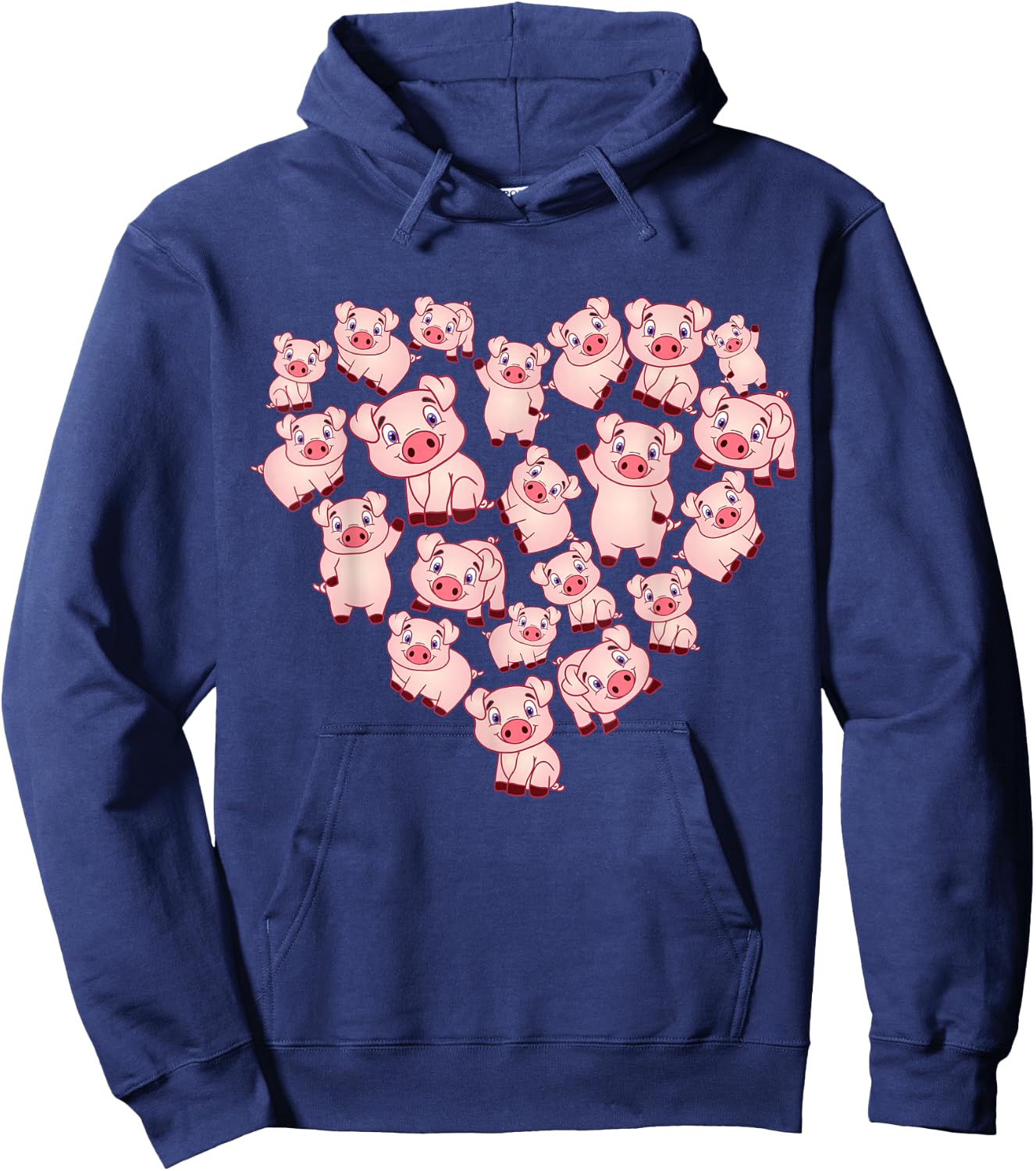 Pig Shirts Girls Kids Heart Shape Poses Cute Pig Hoodie - Hoodie | Navy