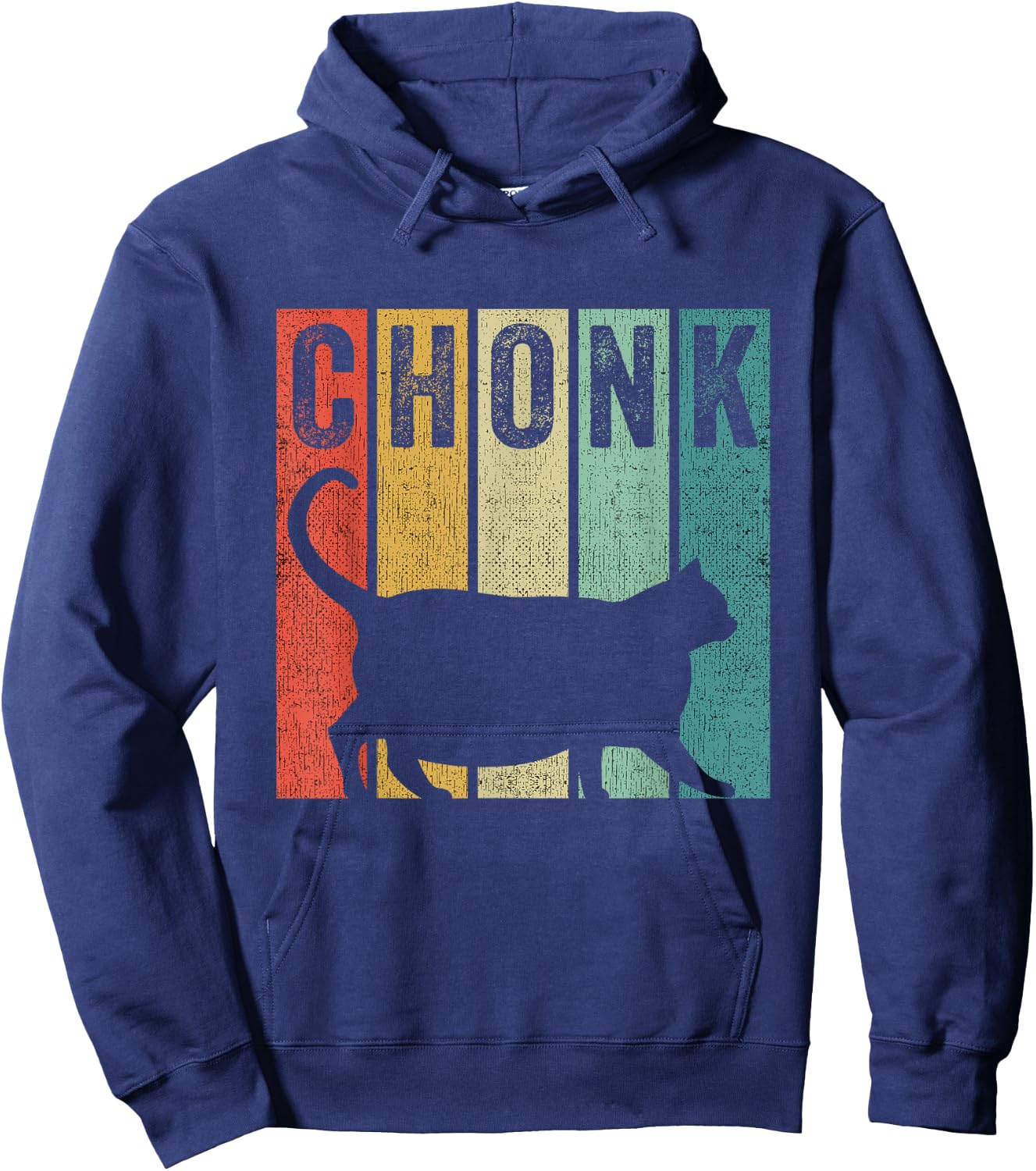 Chonk Retro Style 80s Funny Fat Cat Meme Chonk Men Women Girls Kids Hoodie - Hoodie | Navy