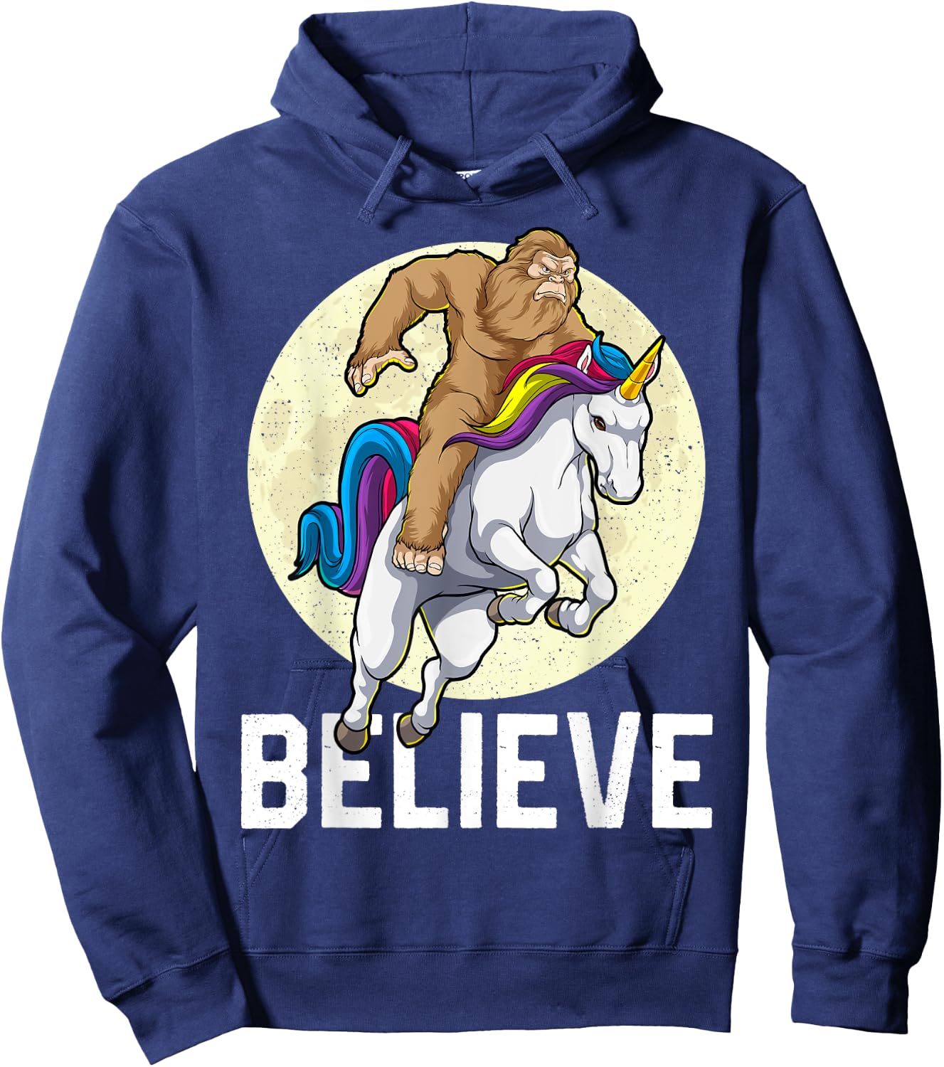 Bigfoot Unicorn Shirt Believe Funny Sasquatch Cryptozoology Hoodie - Hoodie | Navy