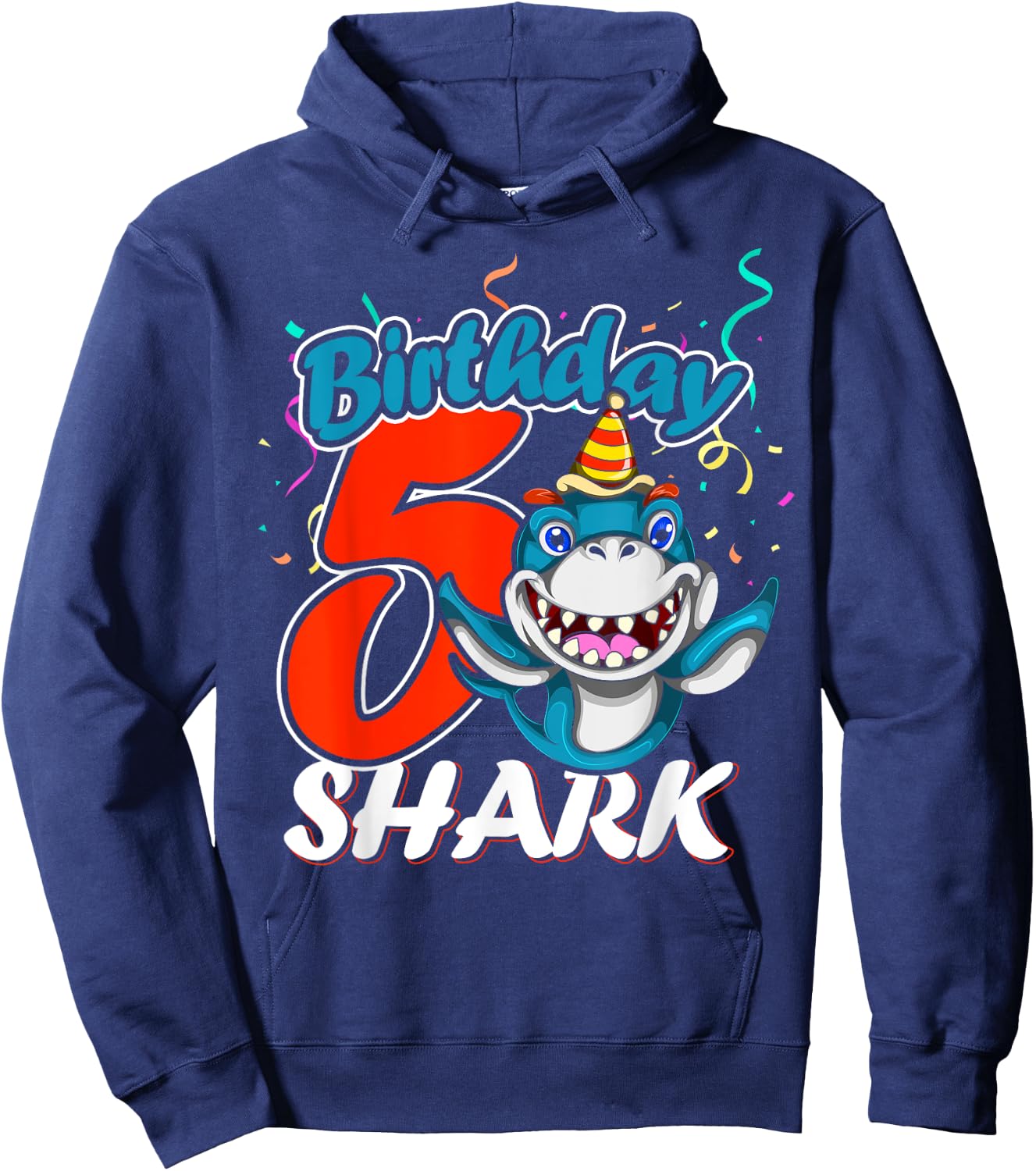 5 Years Old Birthday Shark Boy Gifts 5 Birthday Hoodie - Hoodie | Navy
