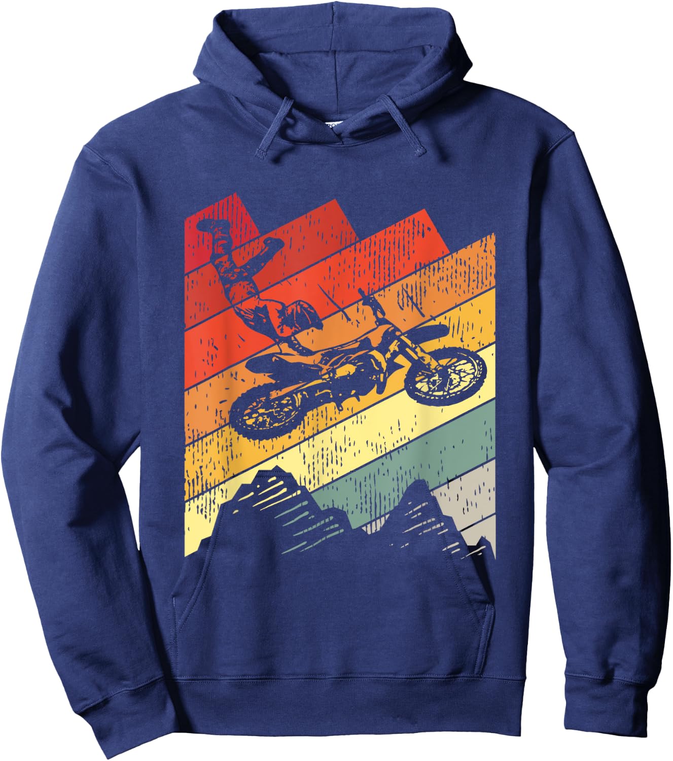Motocross Biker Vintage Gift Racing Retro Dirt Bike Hoodie - Hoodie | Navy