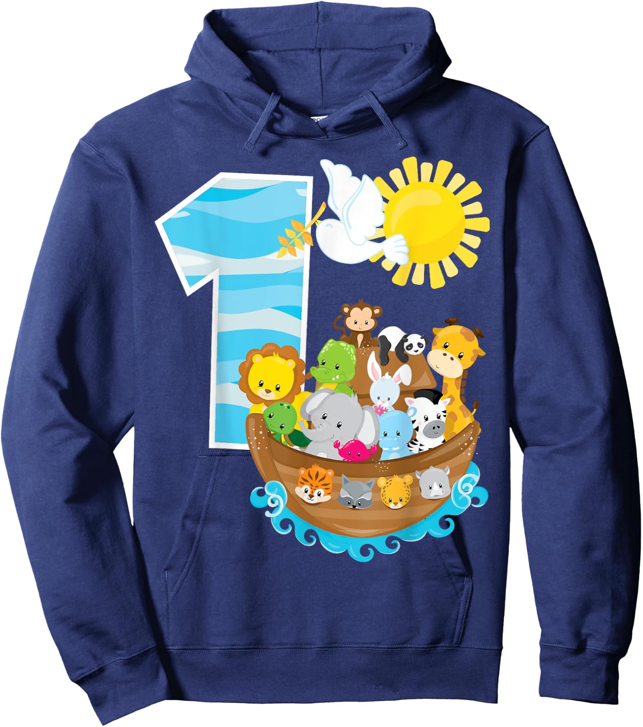 Noah's Ark Birthday Party 1st Birthday 1 Year Old Toddler Hoodie - Hoodie | Navy