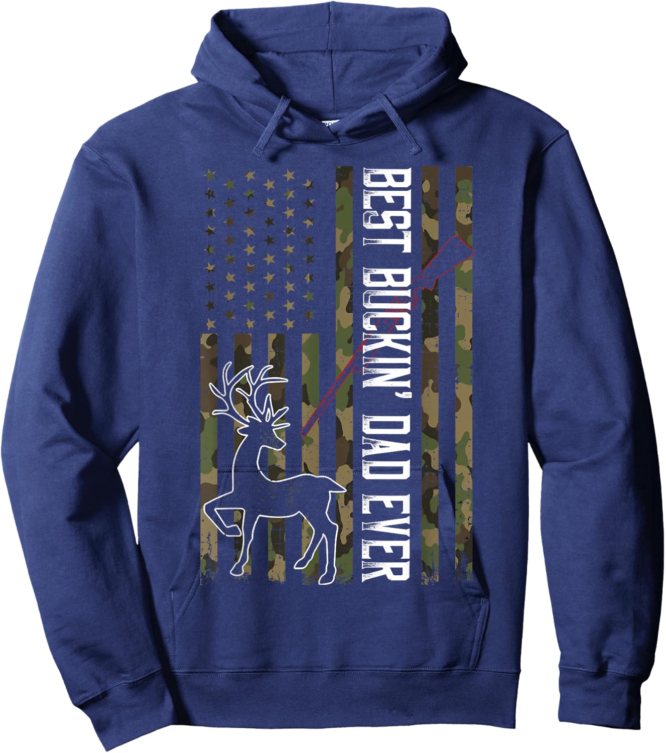 Best Buckin' Dad Ever Shirt Camo Deer Hunting Bucking Hoodie - Hoodie | Navy