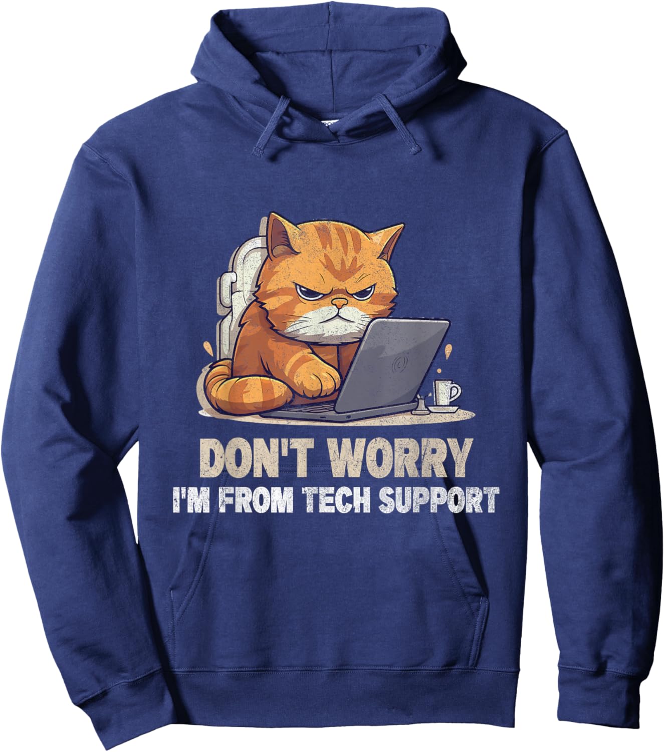 Cat Don't Worry I'm From Tech Support Hoodie - Hoodie | Navy