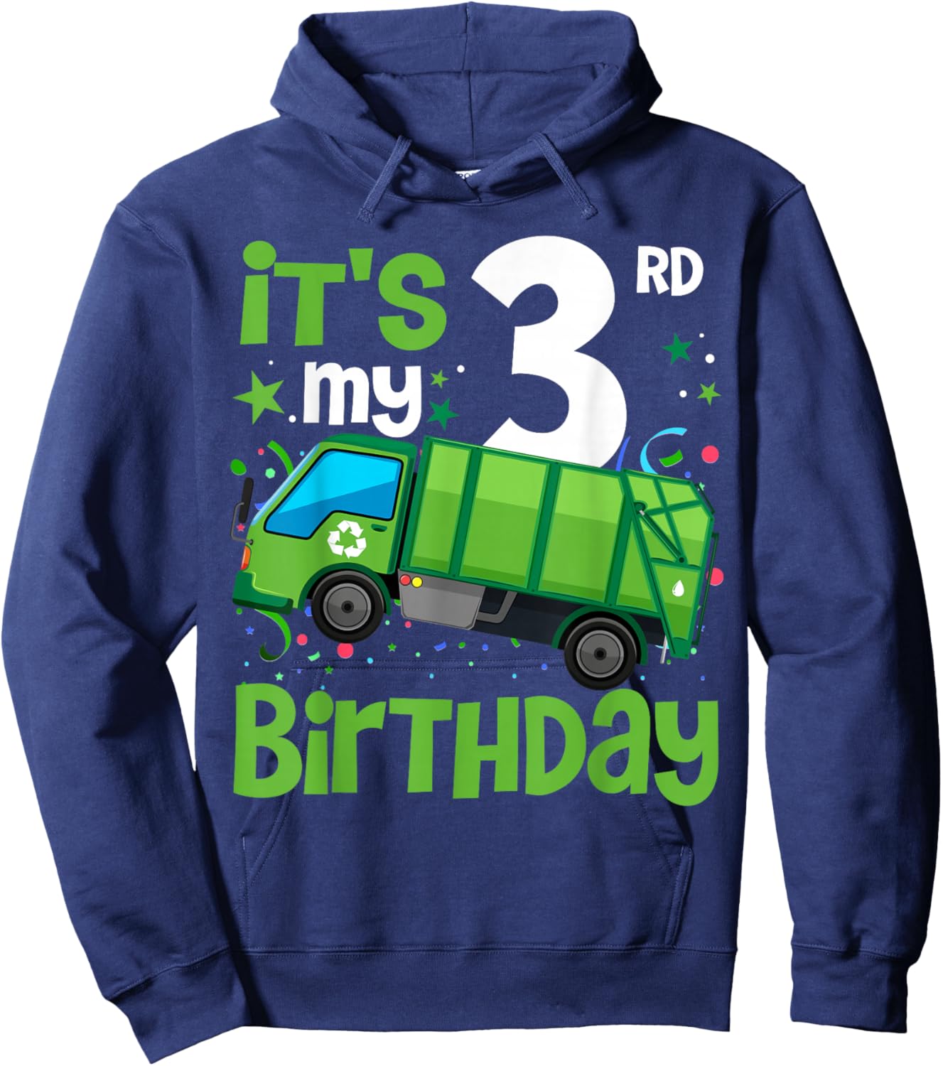 It's My 3rd Birthday Garbage Truck 3 Year Old Birthday Boy Hoodie - Hoodie | Navy
