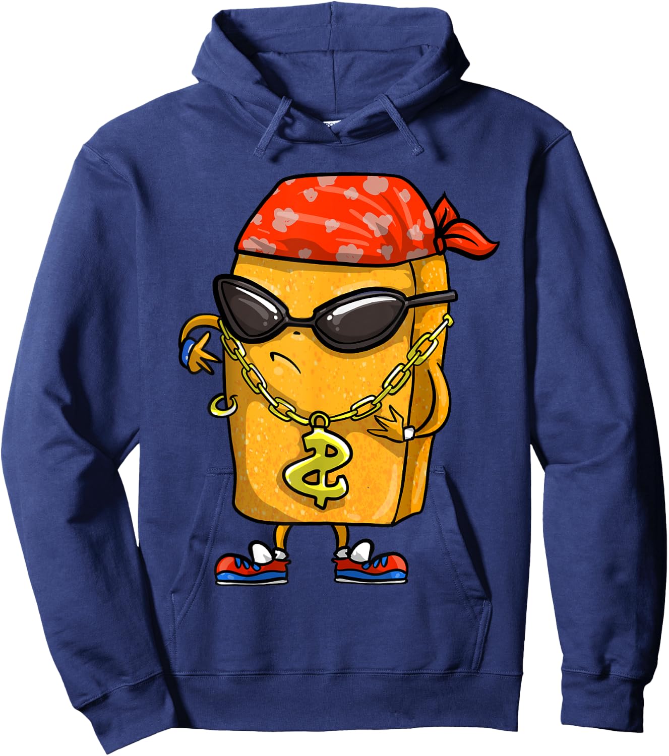 Funny Chicken Nugget Gift Kids Cool Gangster Nug Life Hoodie - Hoodie | Navy