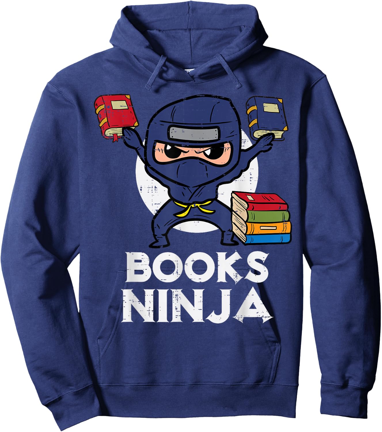 Books Ninja Read Reading Librarian Book Toddler Boys Kids Hoodie - Hoodie | Navy