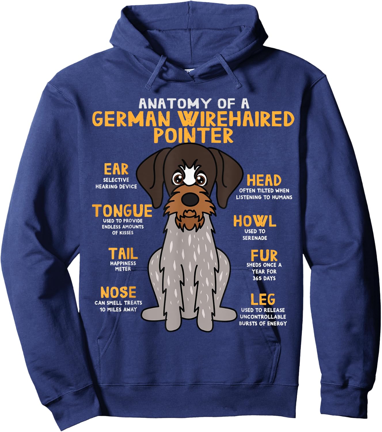Deutscher Wirehaired Zeiger-lustige Geschenke Co German Wirehaired Pointer Anatomy Funny Dog Mom Hoodie - Hoodie | Navy