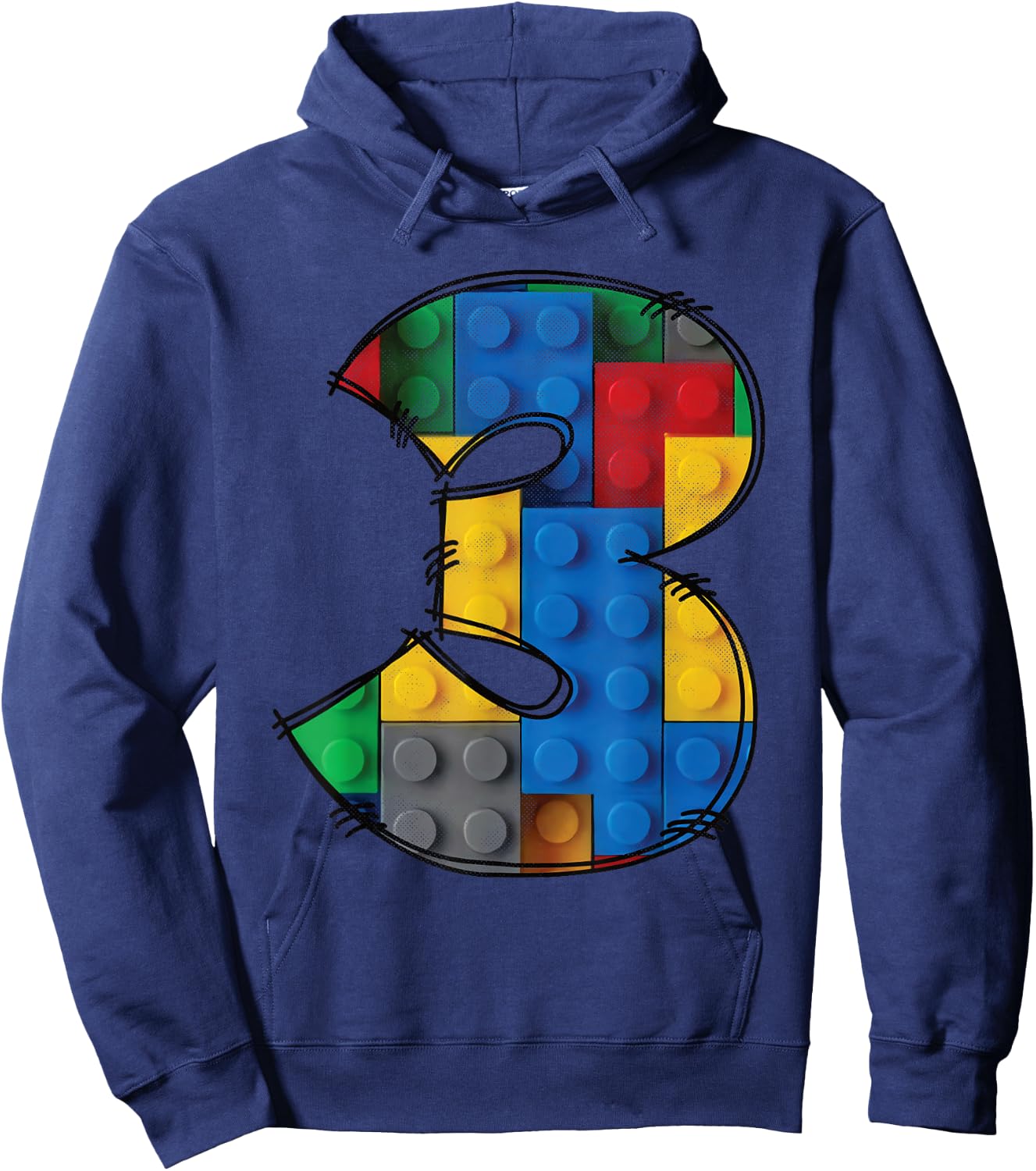3 Years Old Blocks Building 3rd Birthday Kid Master Builder Hoodie - Hoodie | Navy