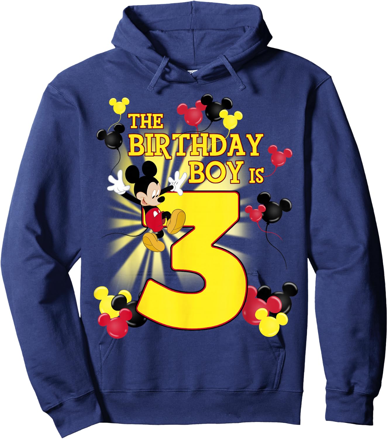 Disney Mickey and Friends Mickey 3rd Birthday Boy Small Hoodie - Hoodie | Navy