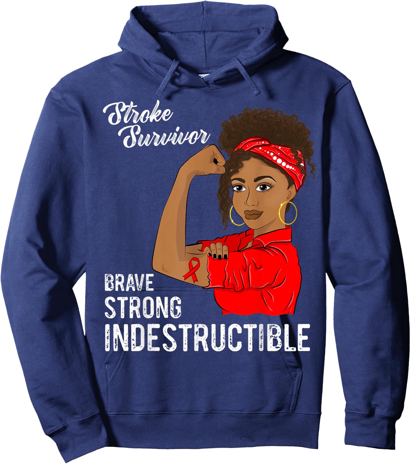Stroke Survivor Indestructible Warrior Awareness Hoodie - Hoodie | Navy