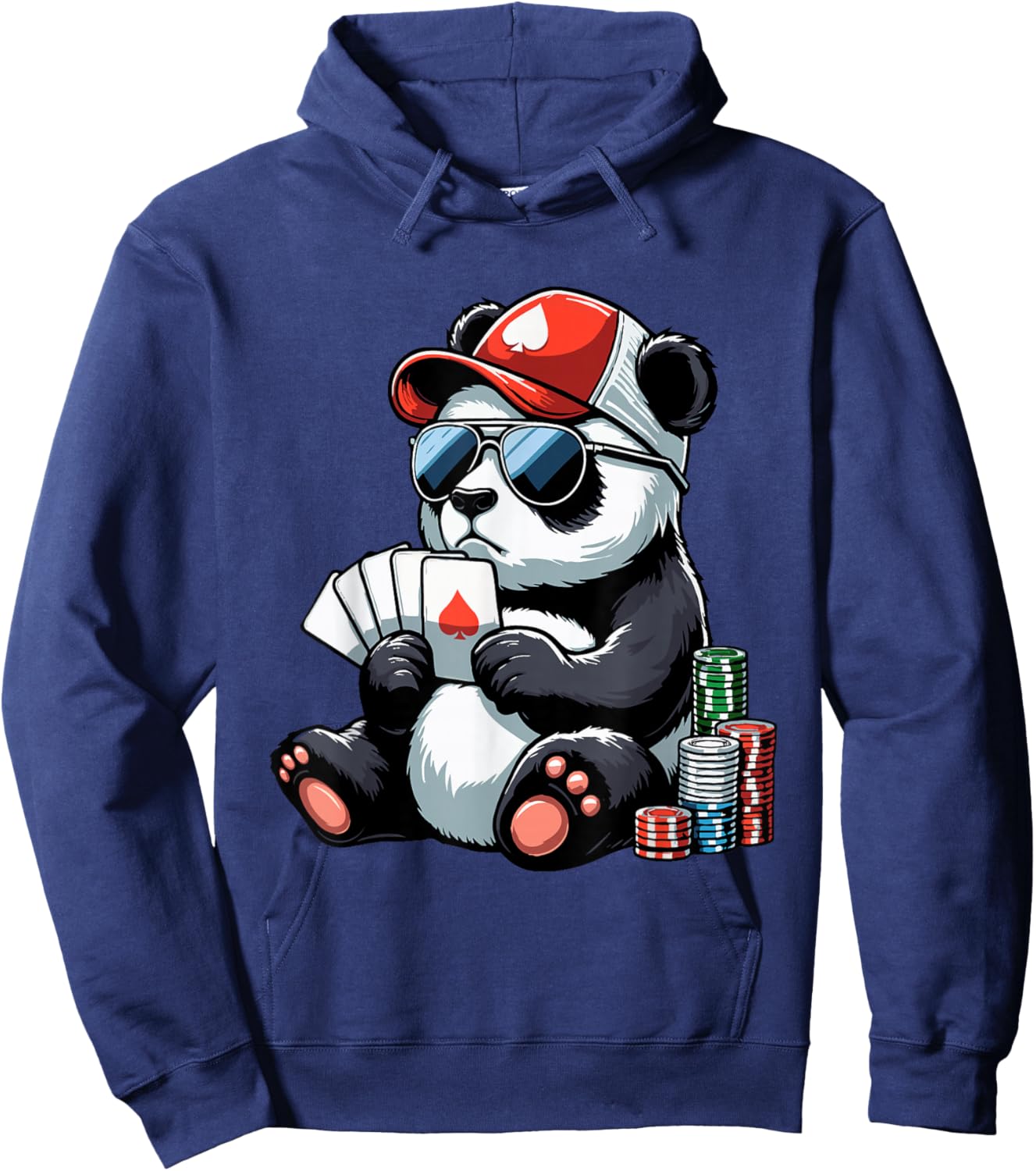 Poker Panda Playing Cards Gambling Panda Hoodie - Hoodie | Navy