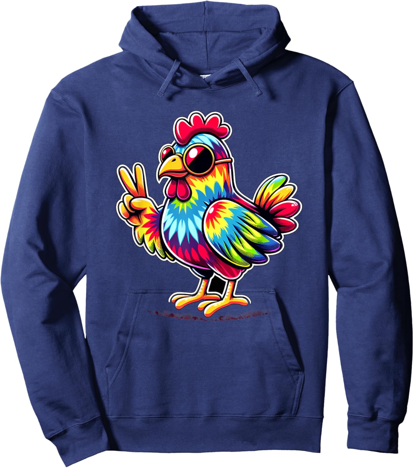 Peace Sign Tie Dye Chicken Hoodie - Hoodie | Navy