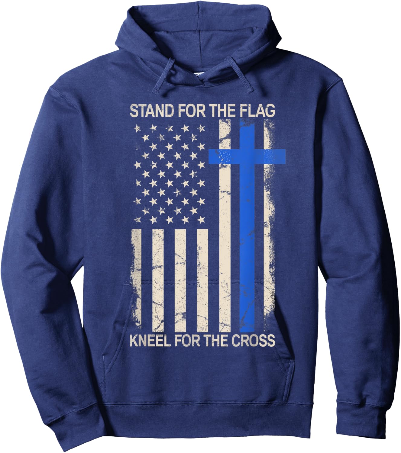 Stand For The Flag Kneel For The Cross Thin Blue Line Flag Hoodie - Hoodie | Navy