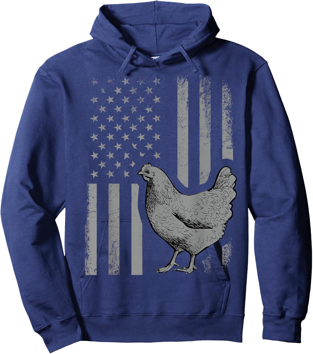 American Flag Chicken Lover Gift Patriotic Flag Gift Men Hoodie - Hoodie | Navy
