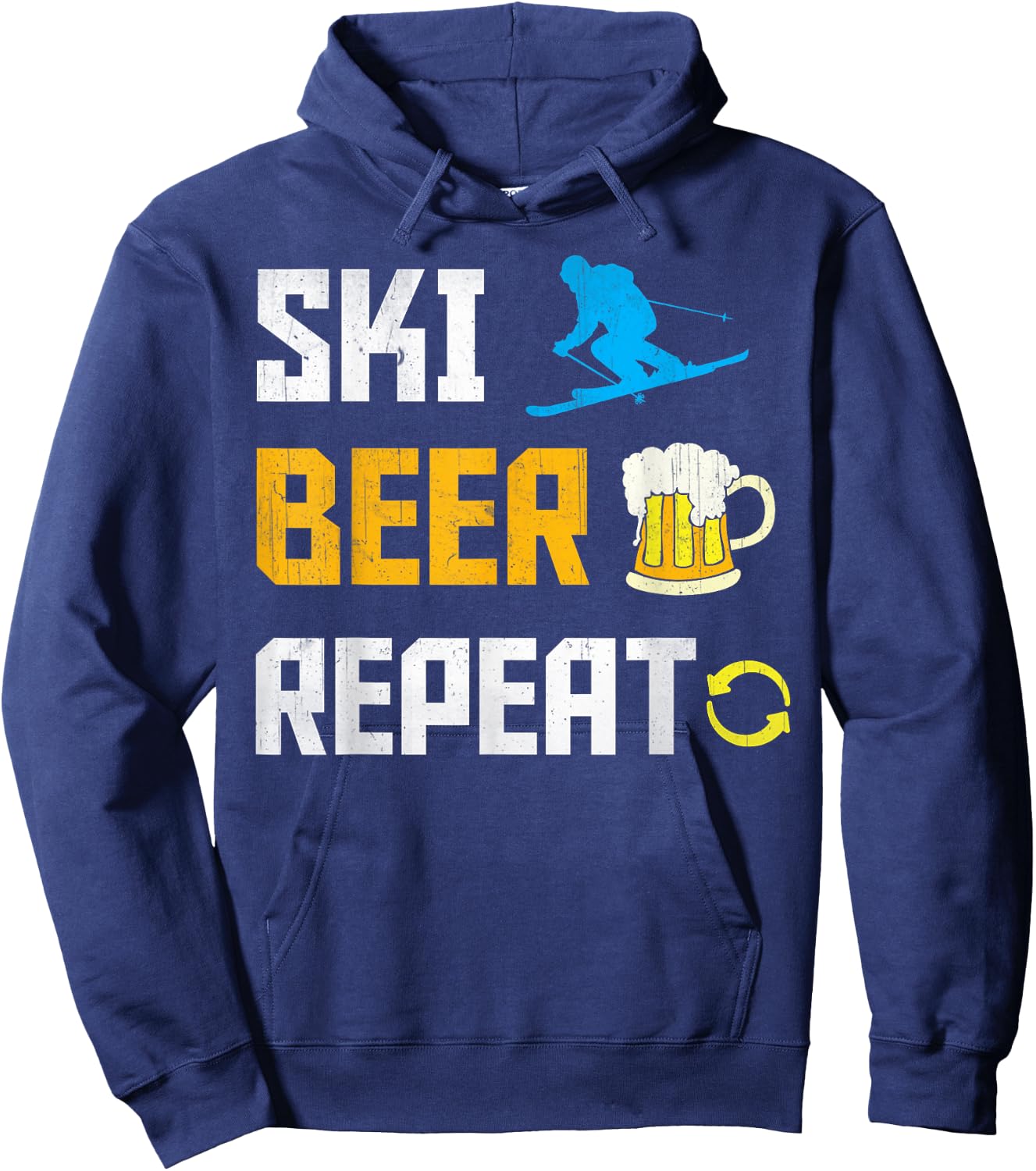 Funny Ski Beer Repeat Skiing & Skiers Hoodie - Hoodie | Navy