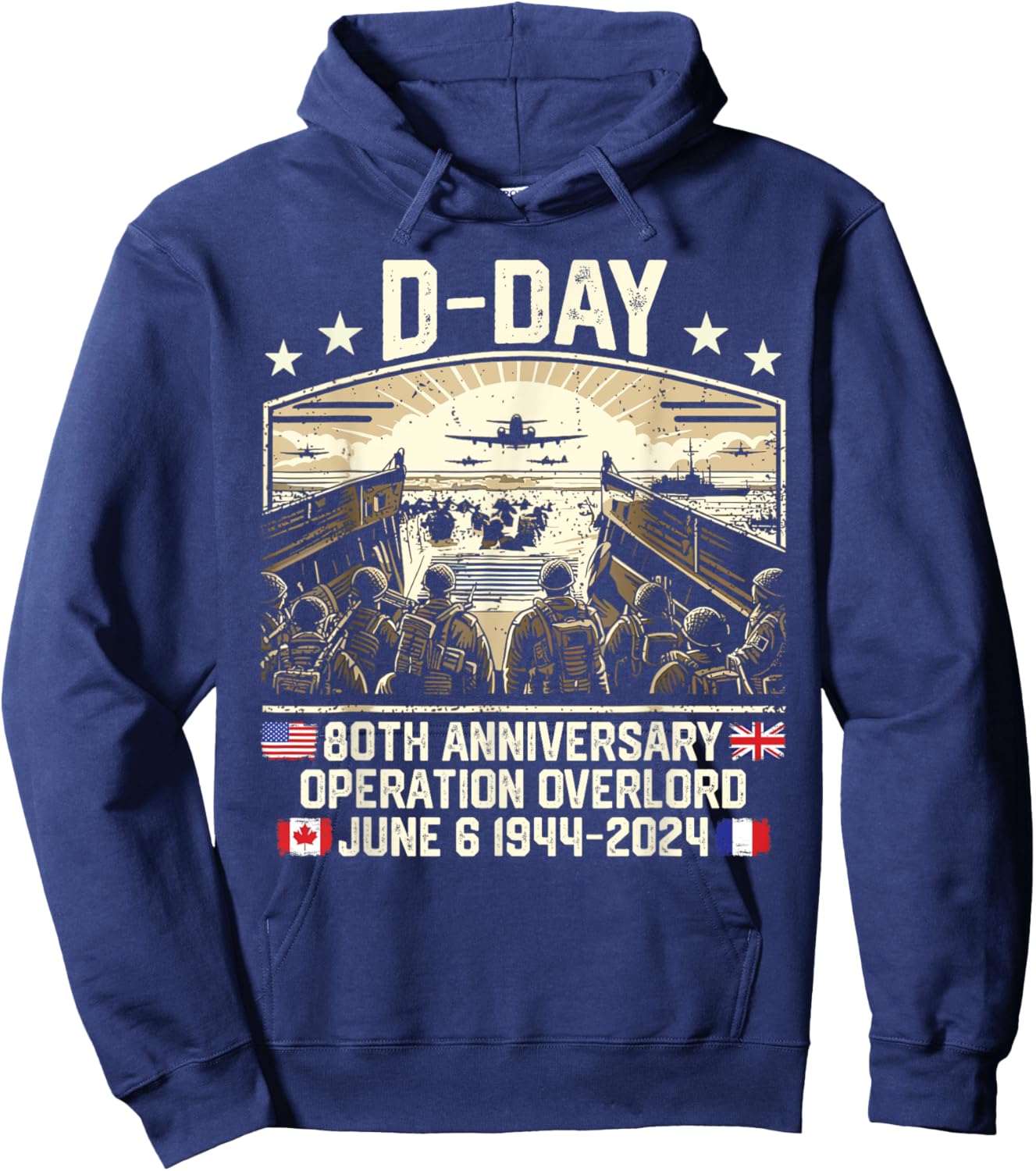 Operation Overlord 1944 D-Day 2024 80th Anniversary Normandy Hoodie - Hoodie | Navy