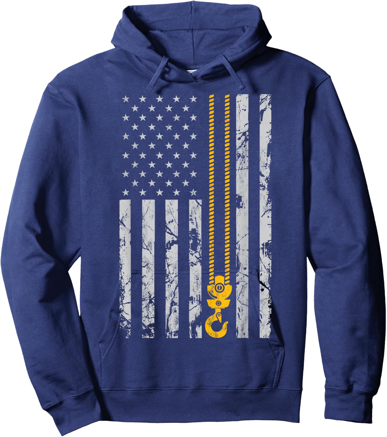 Lifting Hook Thin American Flag Crane Operator gift Hoodie - Hoodie | Navy