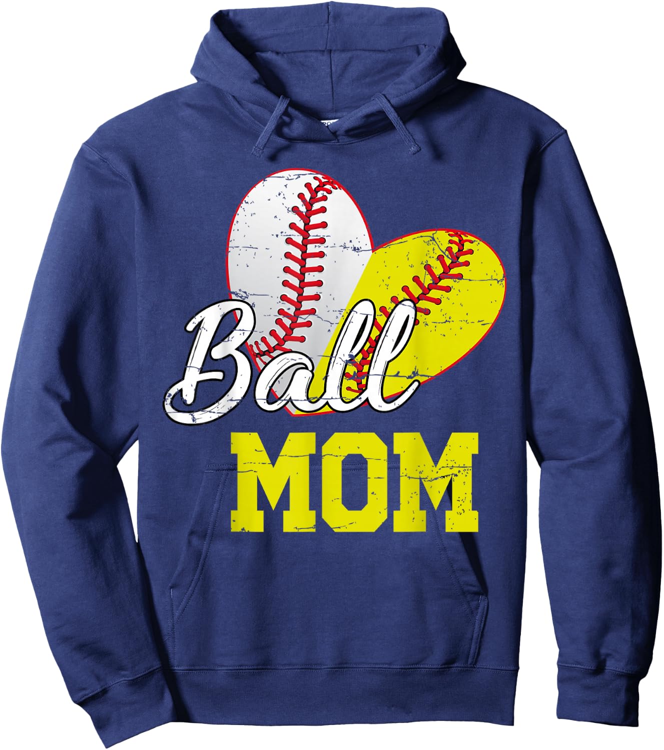 Funny Ball Mom Softball Baseball Gifts Mothers Day Hoodie - Hoodie | Navy