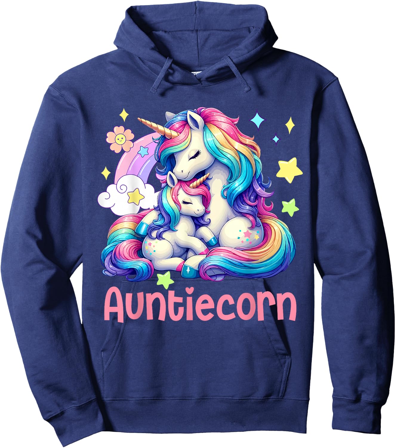 Auntiecorn Mother's Day Auntie Costume Unicorns Lover Family Hoodie - Hoodie | Navy